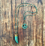 HORN PENDANT  INLAID TURQUOISE NECKLACE
