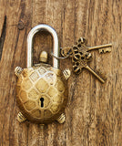 Old Turtle Brass Lock with Keys